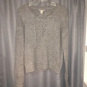Forever 21 Long Sleeve Knit Lace-Up Top